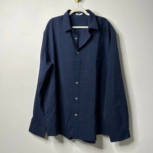 H2H Dark Blue Button Front Shirt Men's 3XL
